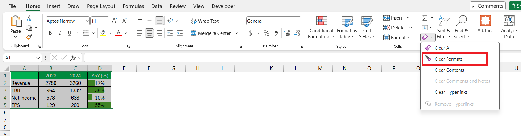 How to Remove Formatting in Excel