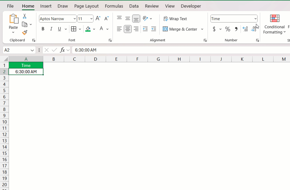 Time Format in Excel