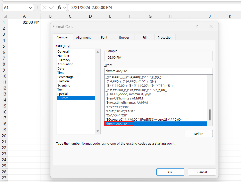 Time Format in Excel