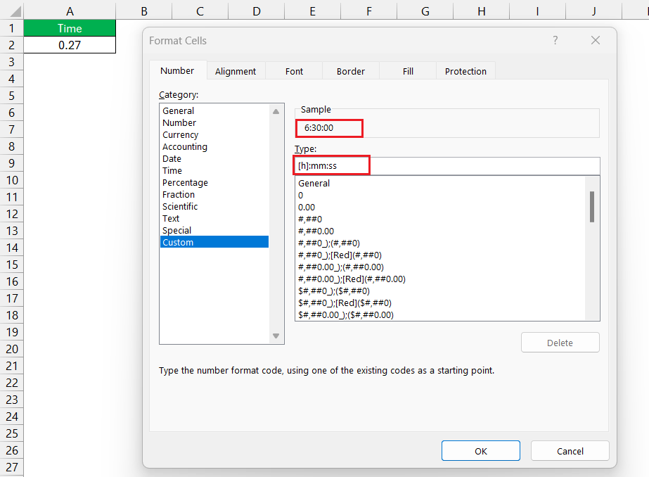 Time Format in Excel