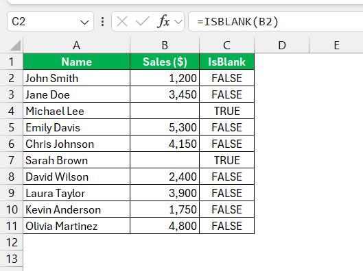 Excel If Blank