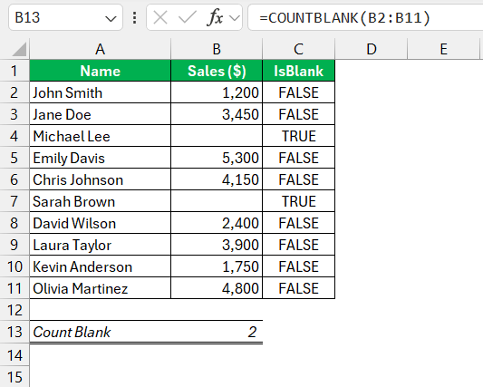 Excel If Blank