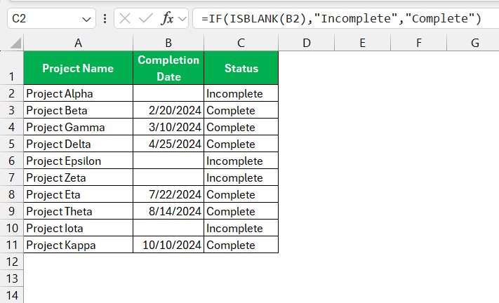 Excel If Blank