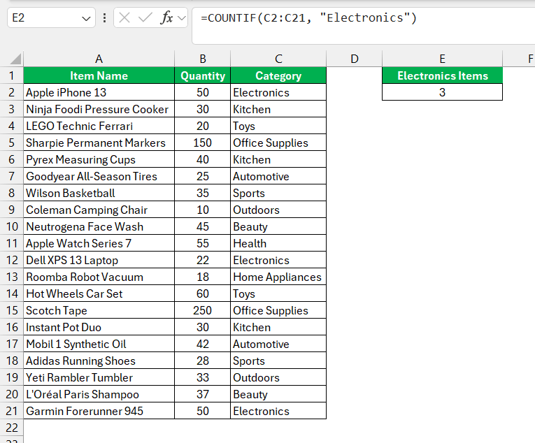 Count Excel Row