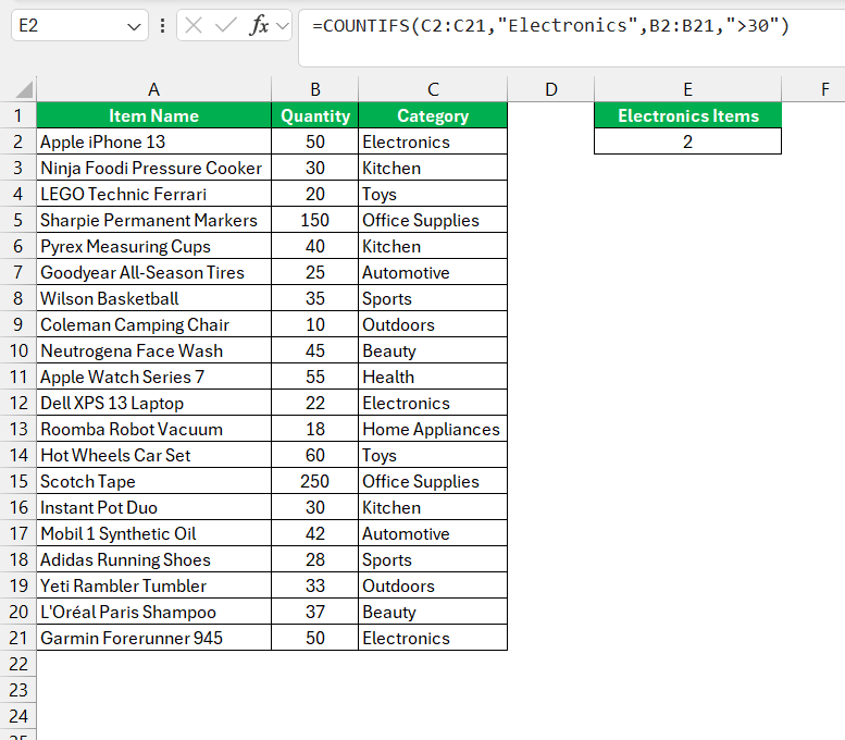 Count Excel Row