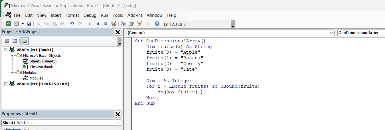 VBA arrays in Excel