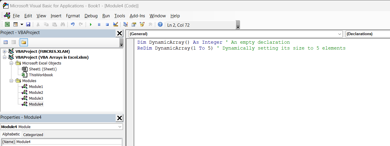 VBA arrays in Excel