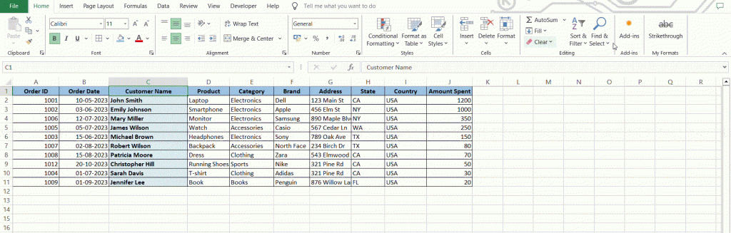 sort numbers in excel