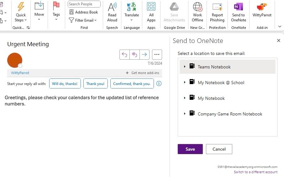 OneNote with Outlook