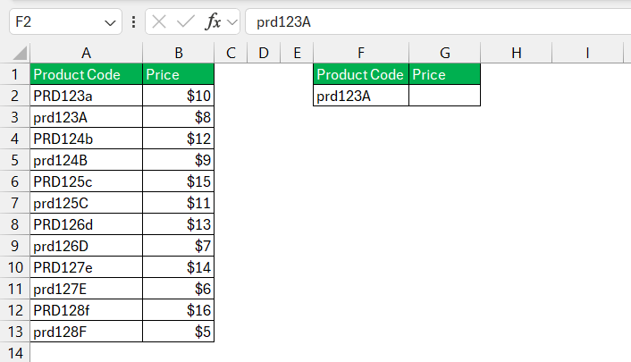 VLOOKUP Case Sensitive in Excel