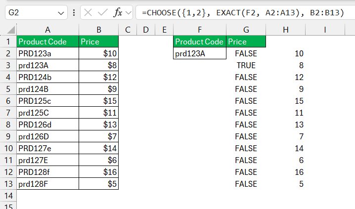 VLOOKUP Case Sensitive in Excel