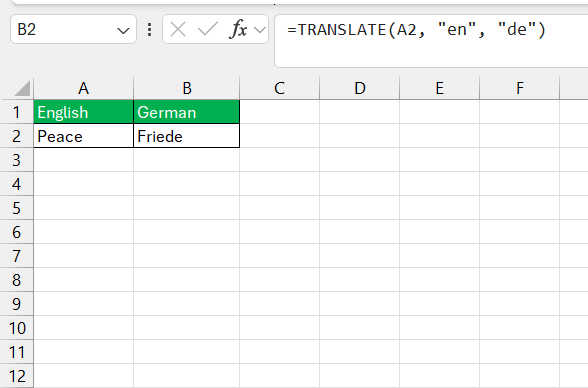 Translate and DetectLanguage function in Excel