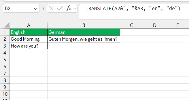 Translate and DetectLanguage function in Excel