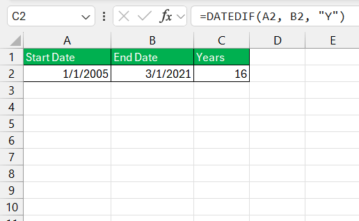 datedif in excel