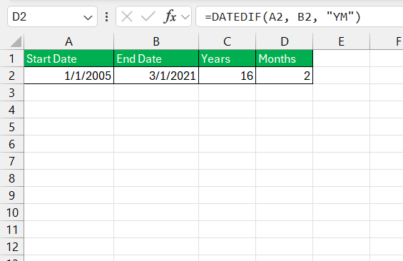 datedif in excel