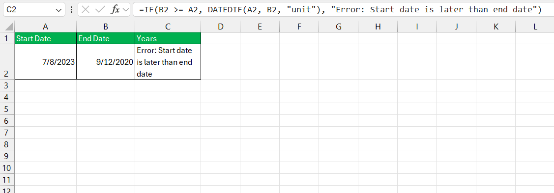 datedif in excel