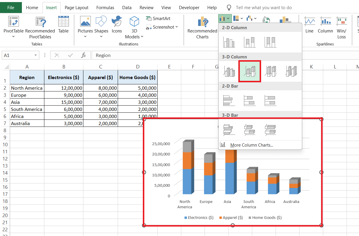 Stacked Bar Chart in Excel