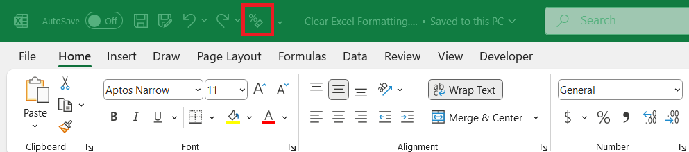 Clear Excel Formatting