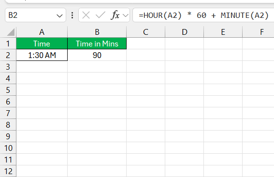 Convert Hours to Min in Excel