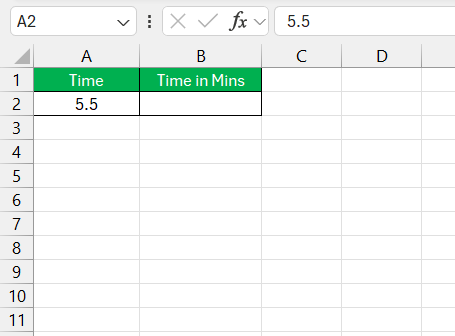 Convert Hours to Min in Excel