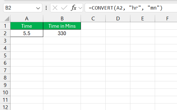 Convert Hours to Min in Excel