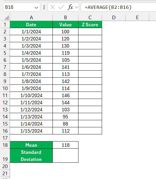 z score in Excel