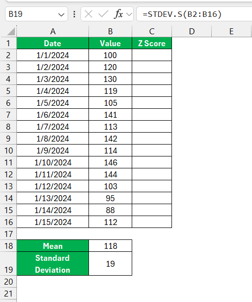 z score in Excel