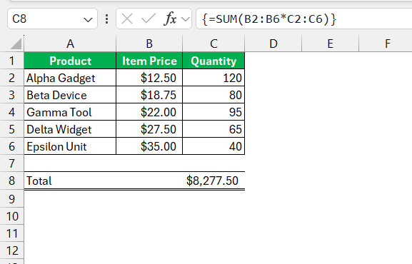 Array Formulas in Excel