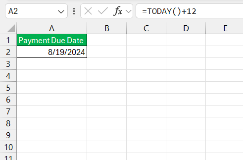 today date in excel