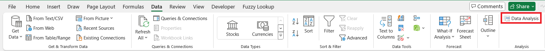 test statistic in excel