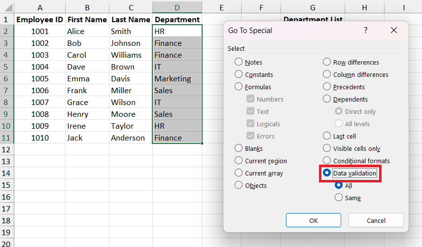 Remove Drop Down Lists in Excel