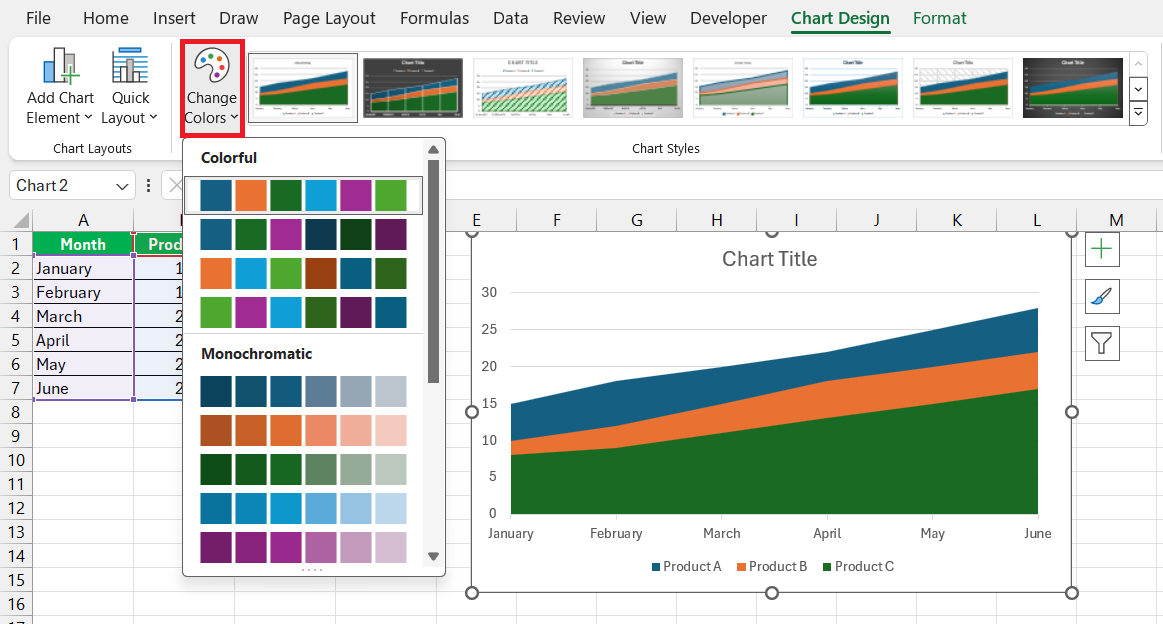 Excel Area Chart