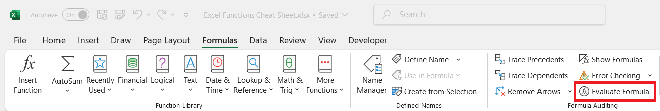 Excel Functions Cheat Sheet