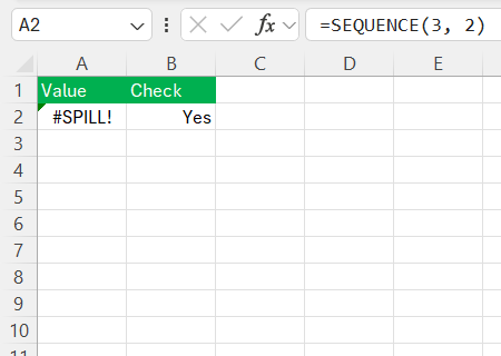 Excel Spill Errors