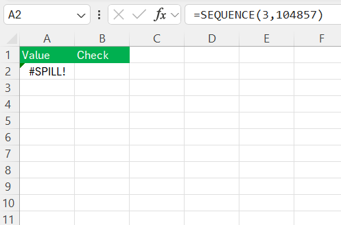 Excel Spill Error