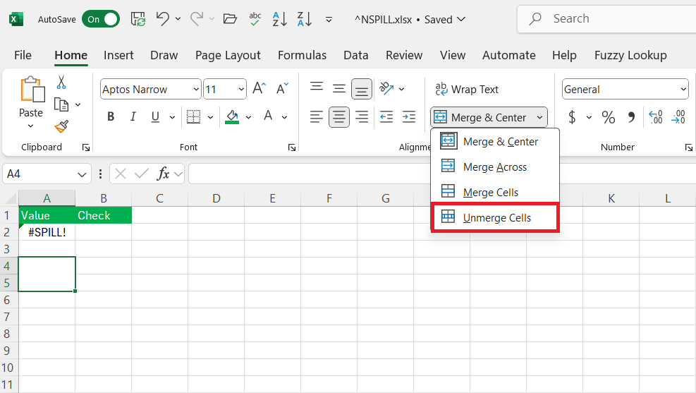 Excel Spill Error