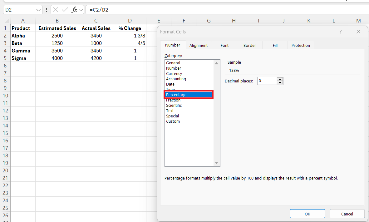 how to turn a fraction into a percent