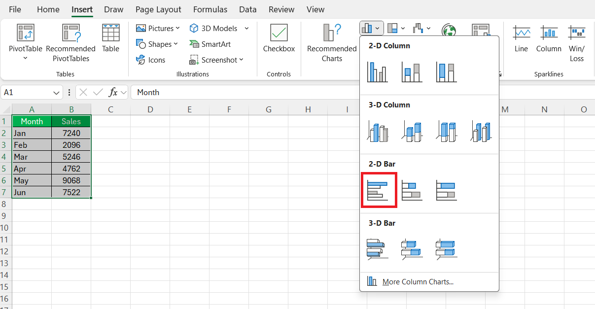 Add Vertical Bars in Excel