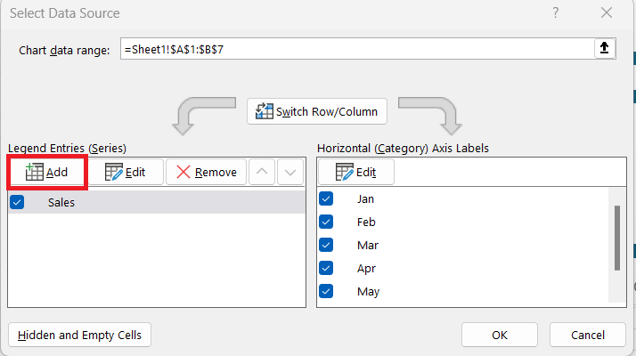 Add Vertical Bars in Excel