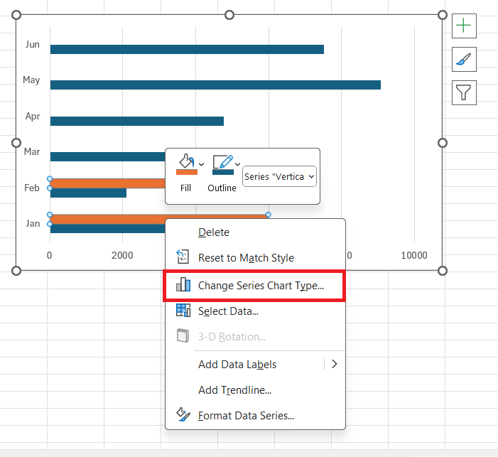 Add Vertical Bars in Excel