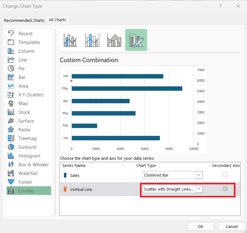 Add Vertical Bars in Excel