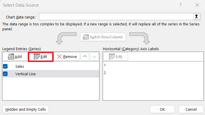 Add Vertical Bars in Excel