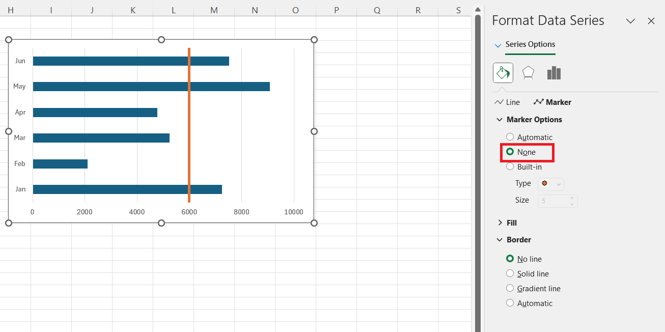 Add Vertical Bars in Excel