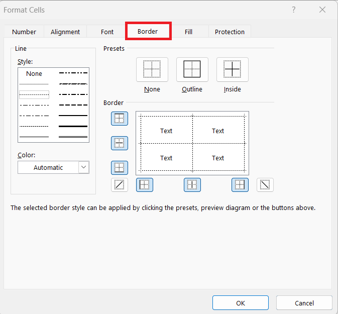 Dotted Lines in Excel