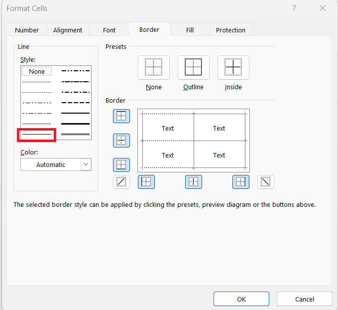 Dotted Lines in Excel