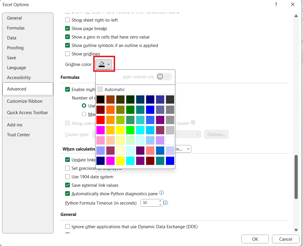 Dotted Lines in Excel