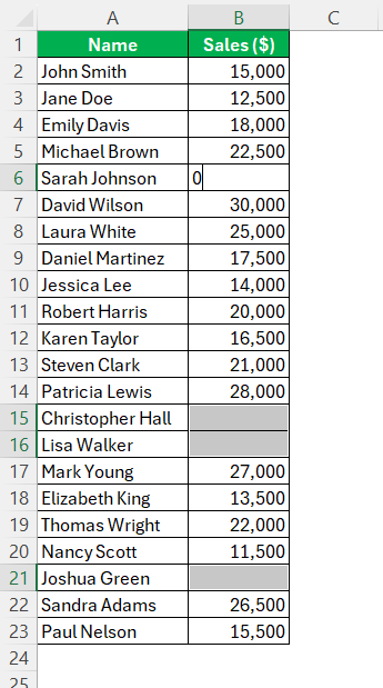 Fill in the Blanks in Excel