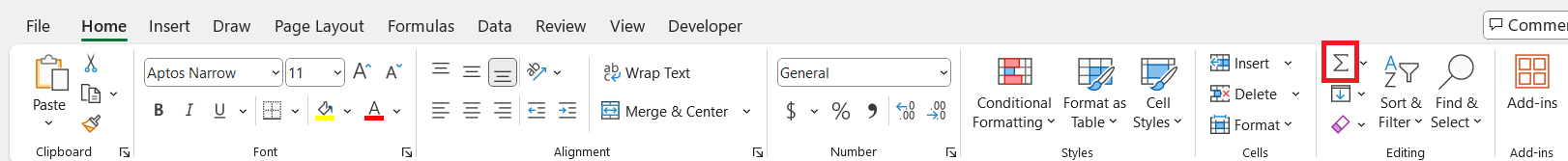 How to Sum a Column in Excel