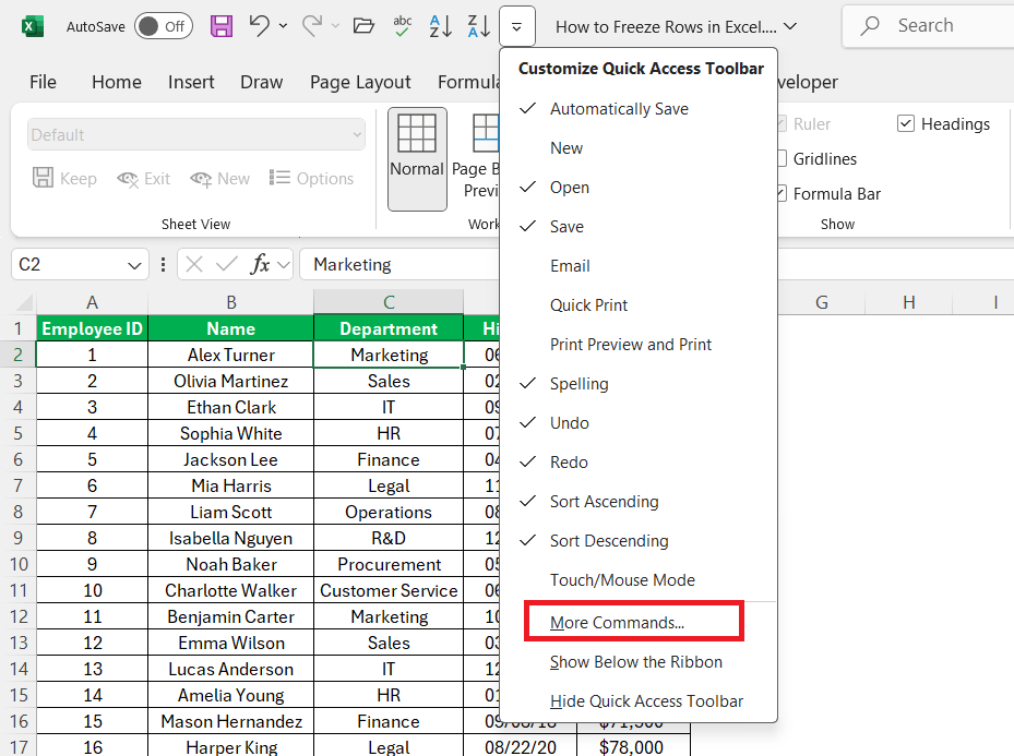 How to Freeze Rows in Excel