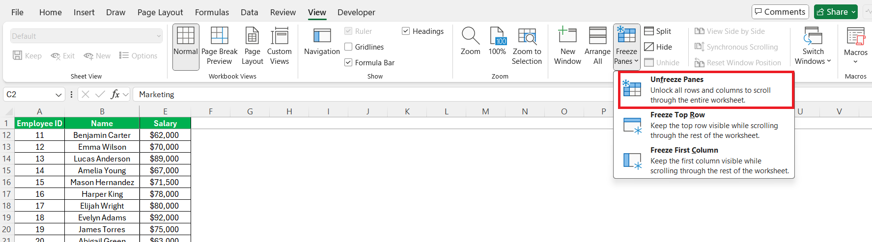 How to Freeze Rows in Excel